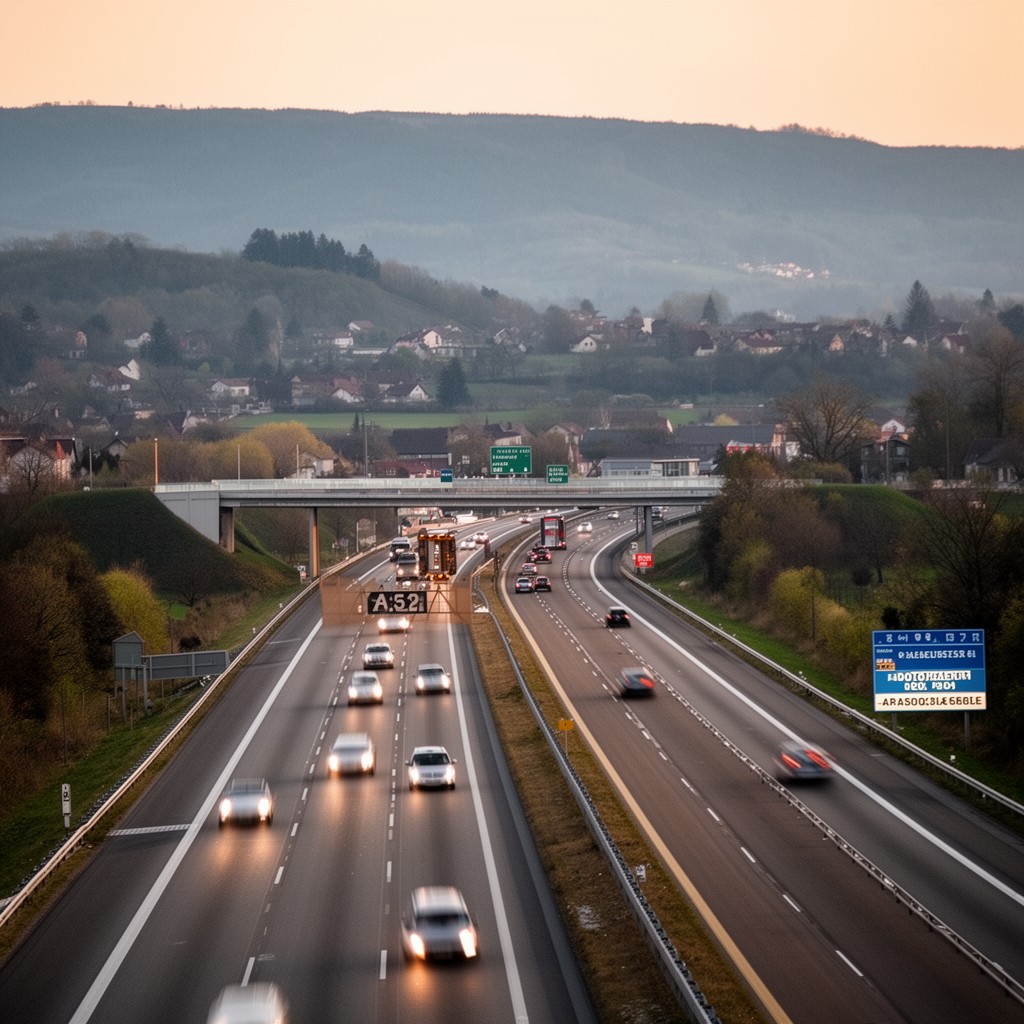 AI-generated illustration of A352 motorway (France)