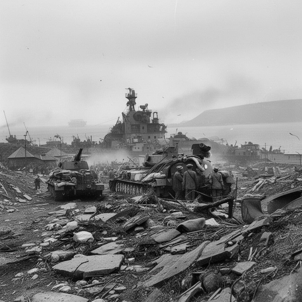 AI-generated illustration of Soviet occupation of Kuril Islands