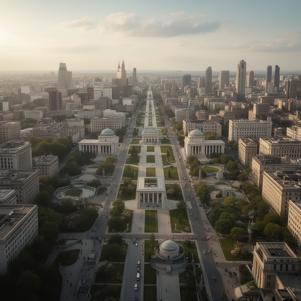 AI-generated illustration of City Beautiful movement