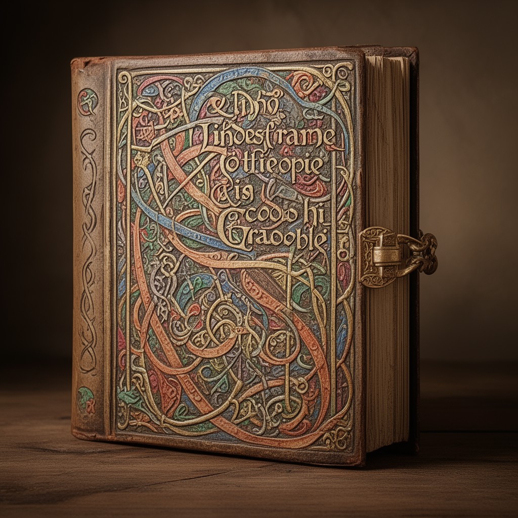 AI-generated illustration of Lindisfarne Gospels