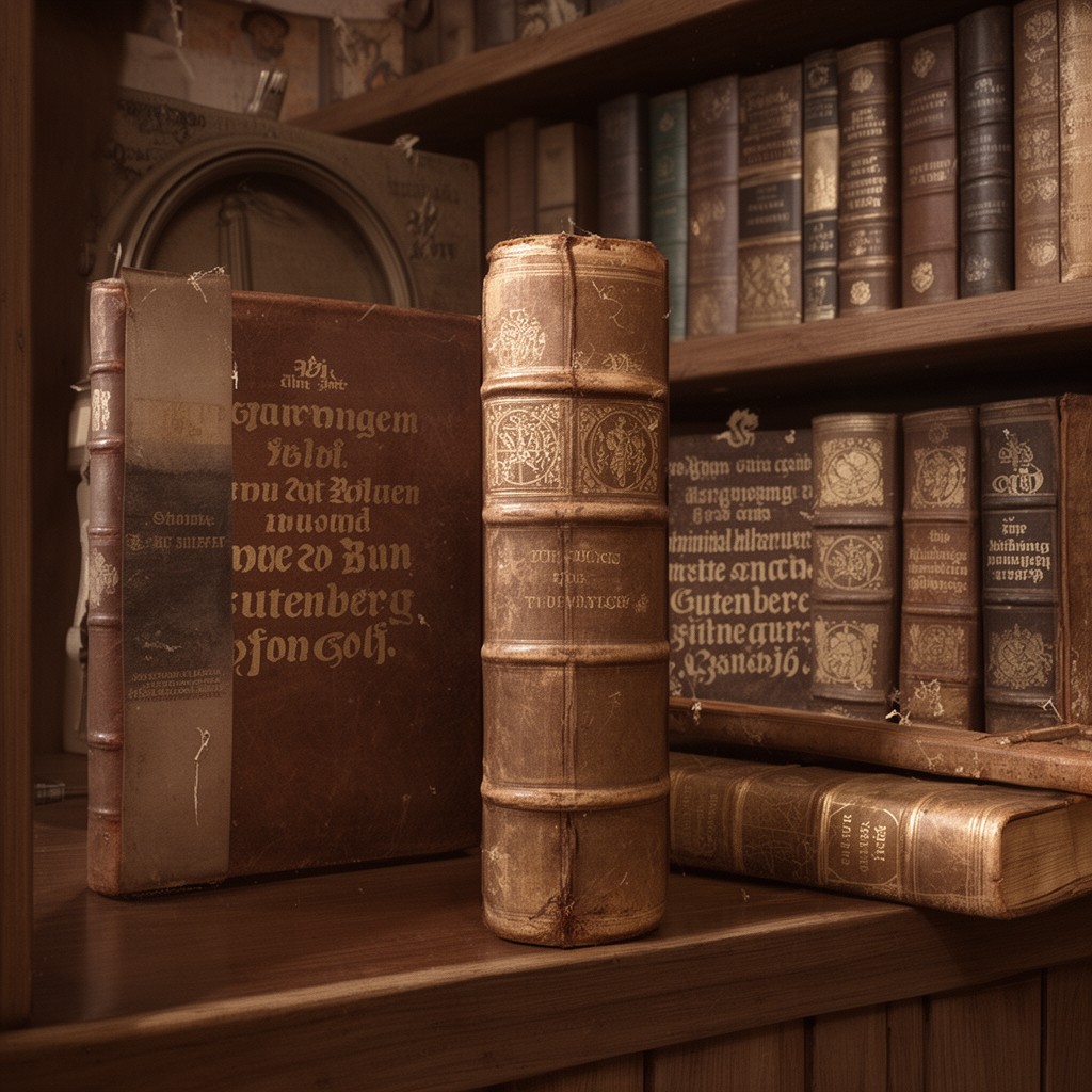 AI-generated illustration of Gutenberg Bible copies