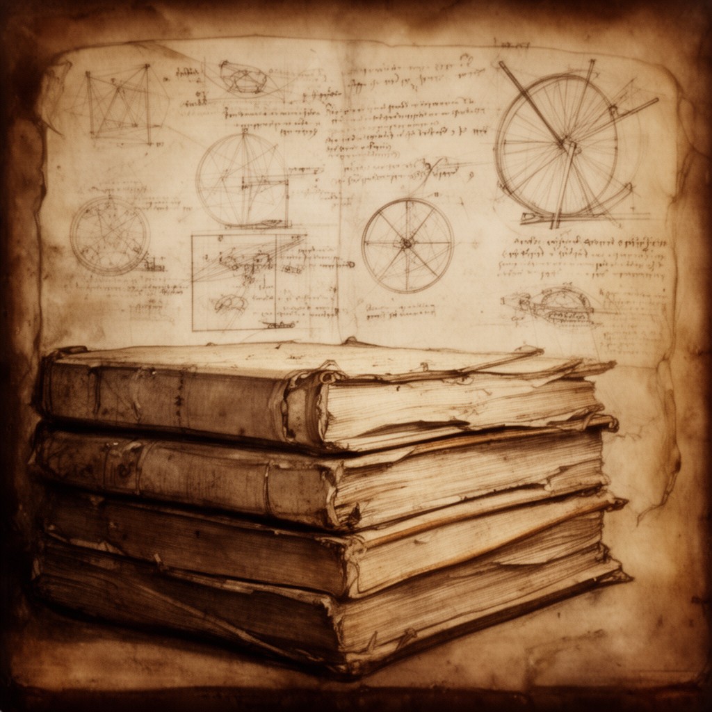 AI-generated illustration of Leonardo da Vinci notebooks