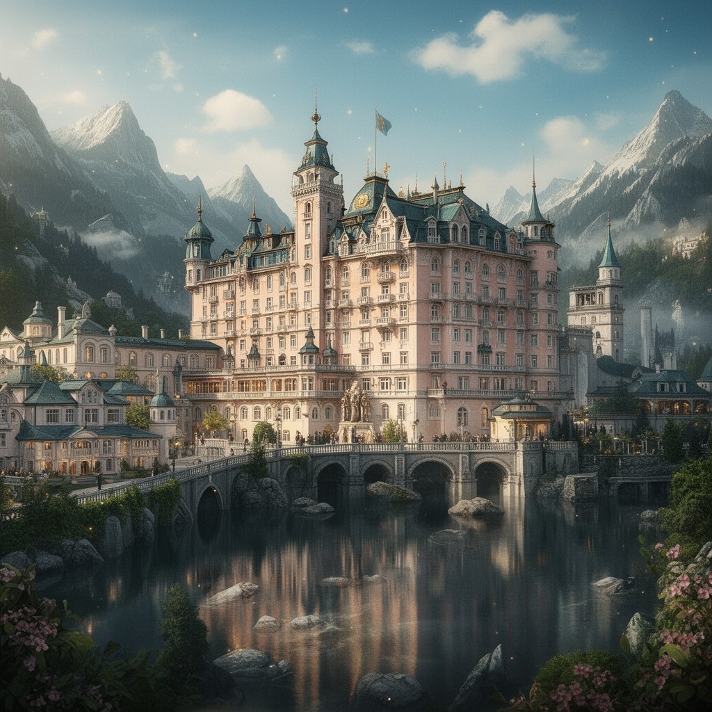 AI-generated illustration of The Grand Budapest Hotel