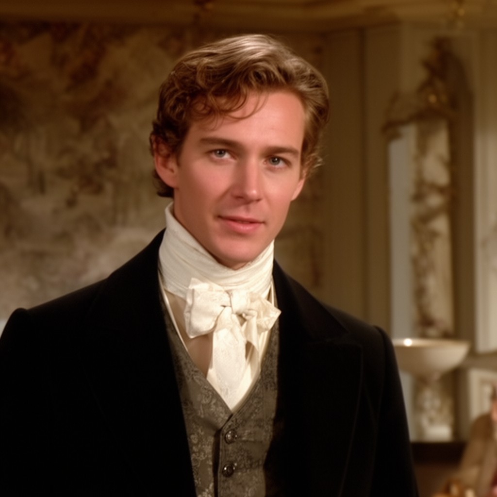 AI-generated illustration of Mr. Bingley – Crispin Bonham-Carter