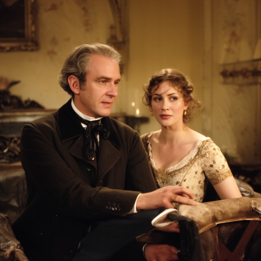 AI-generated illustration of Mr. Bennet – Benjamin Whitrow