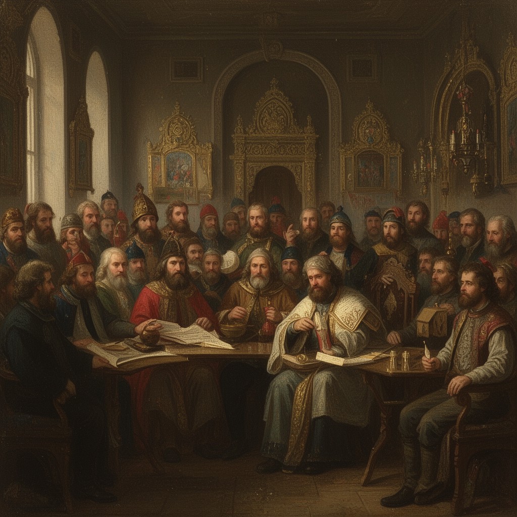 AI-generated illustration of Zemsky Sobor of 1613