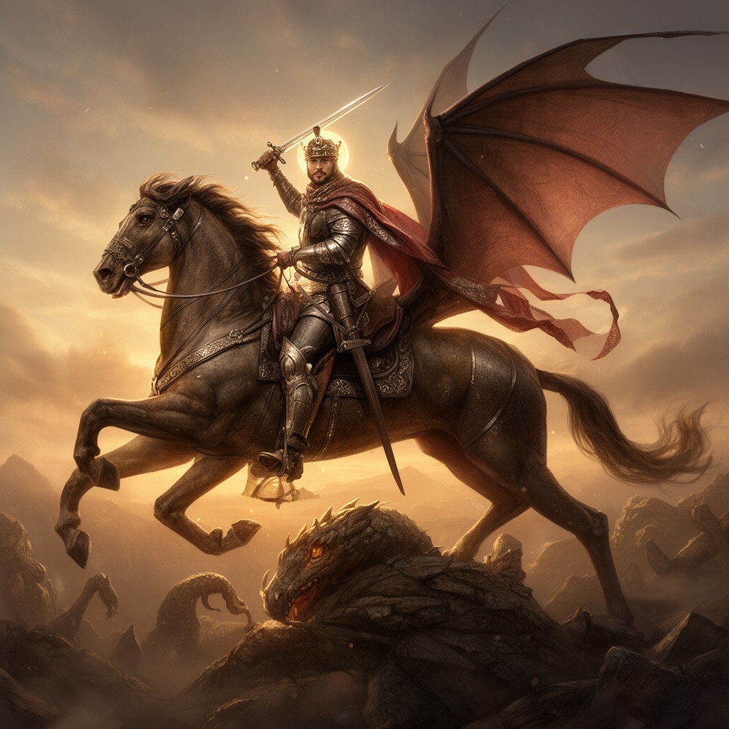 AI-generated illustration of Saint George and the Dragon