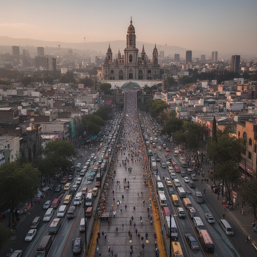 AI-generated illustration of Calzada de Guadalupe