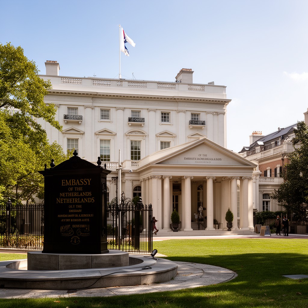 AI-generated illustration of Embassy of the Netherlands in Washington, D.C.