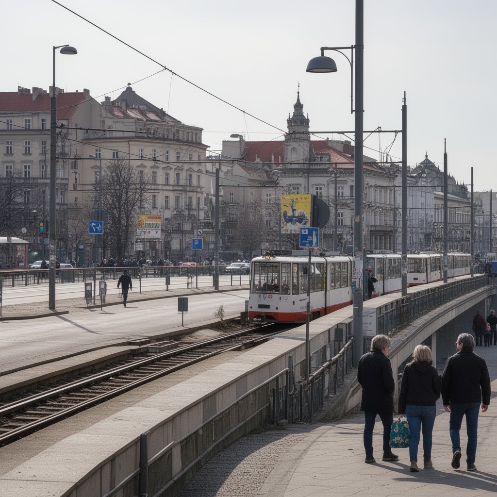 AI-generated illustration of Warsaw Tram system