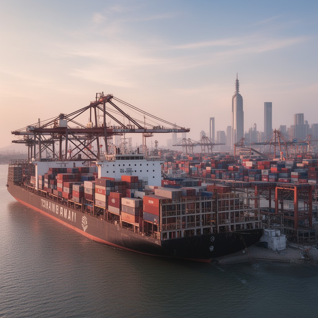 AI-generated illustration of Port of Shanghai