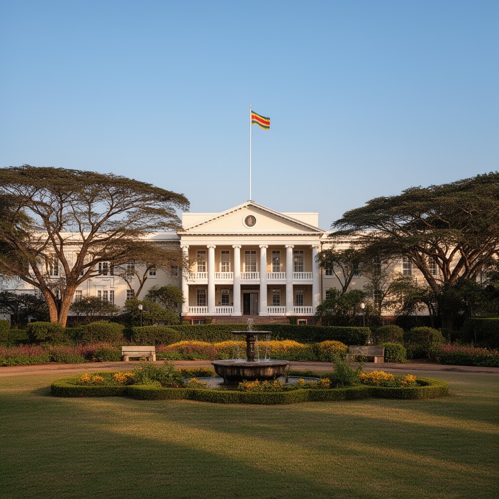 AI-generated illustration of State House of Zimbabwe