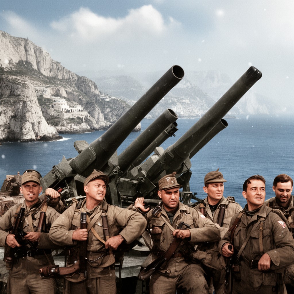 AI-generated illustration of The Guns of Navarone