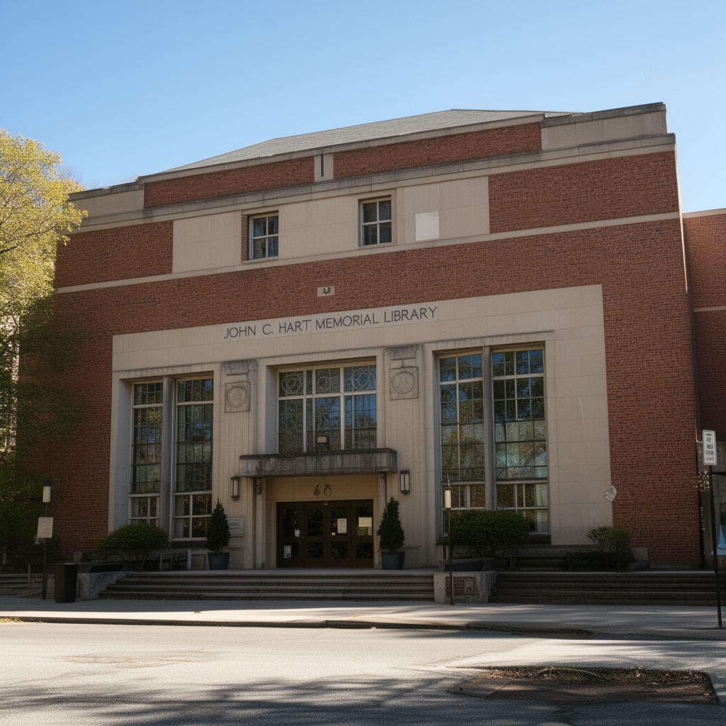 AI-generated illustration of John C. Hart Memorial Library