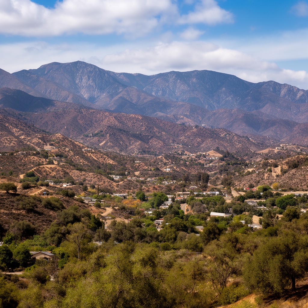 AI-generated illustration of San Gabriel Mountains foothills