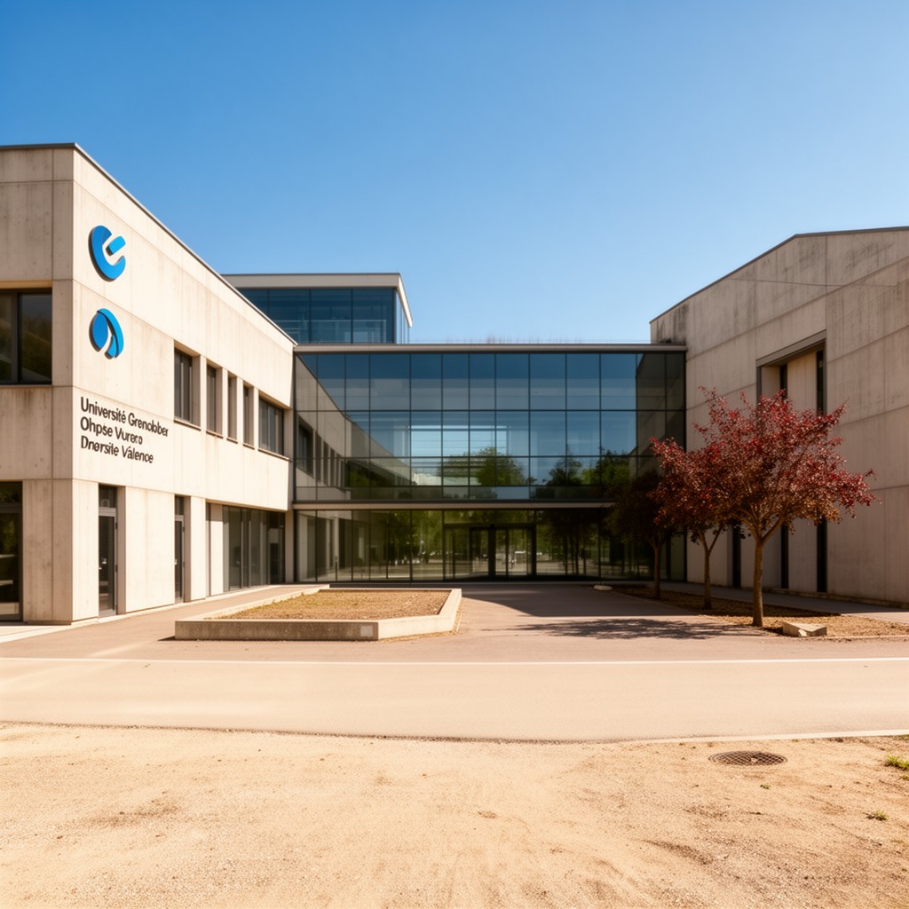 AI-generated illustration of Université Grenoble Alpes campus in Valence