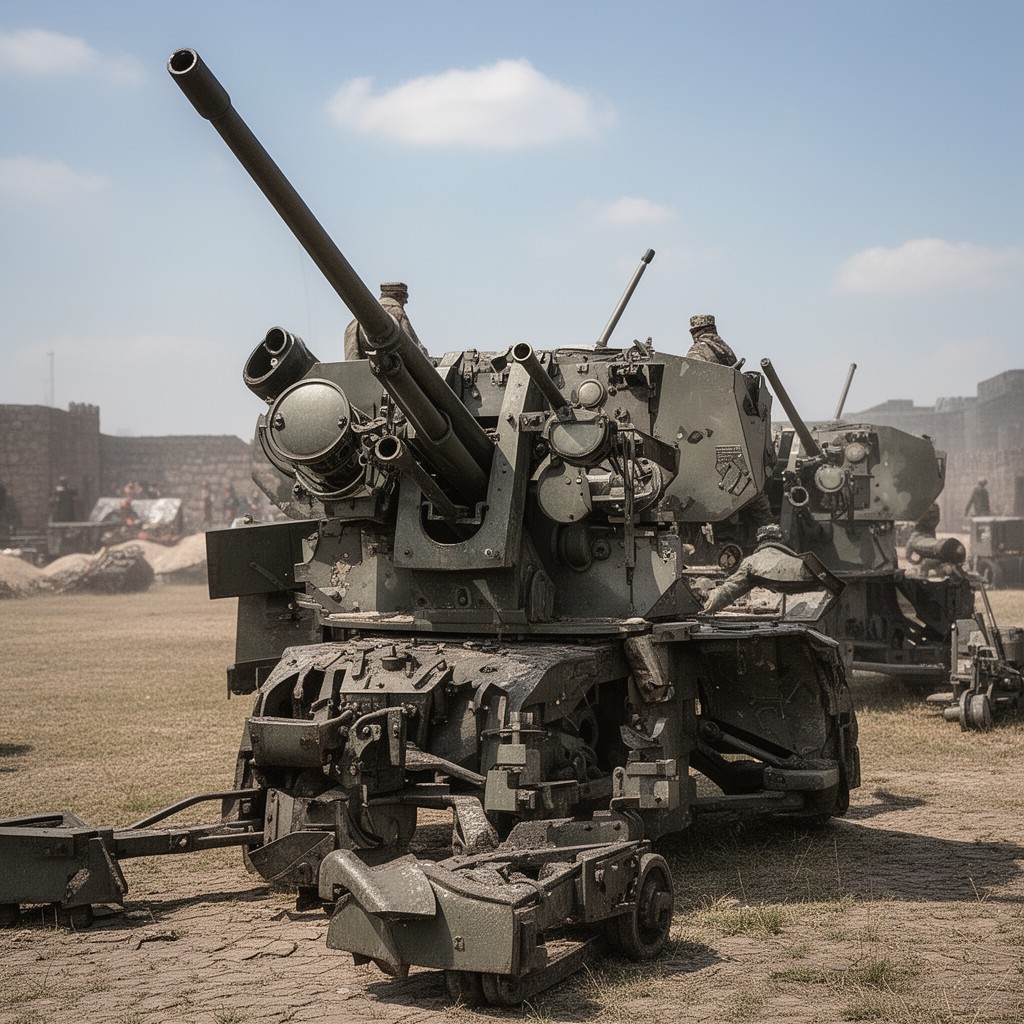 AI-generated illustration of 40 mm Bofors autocannon