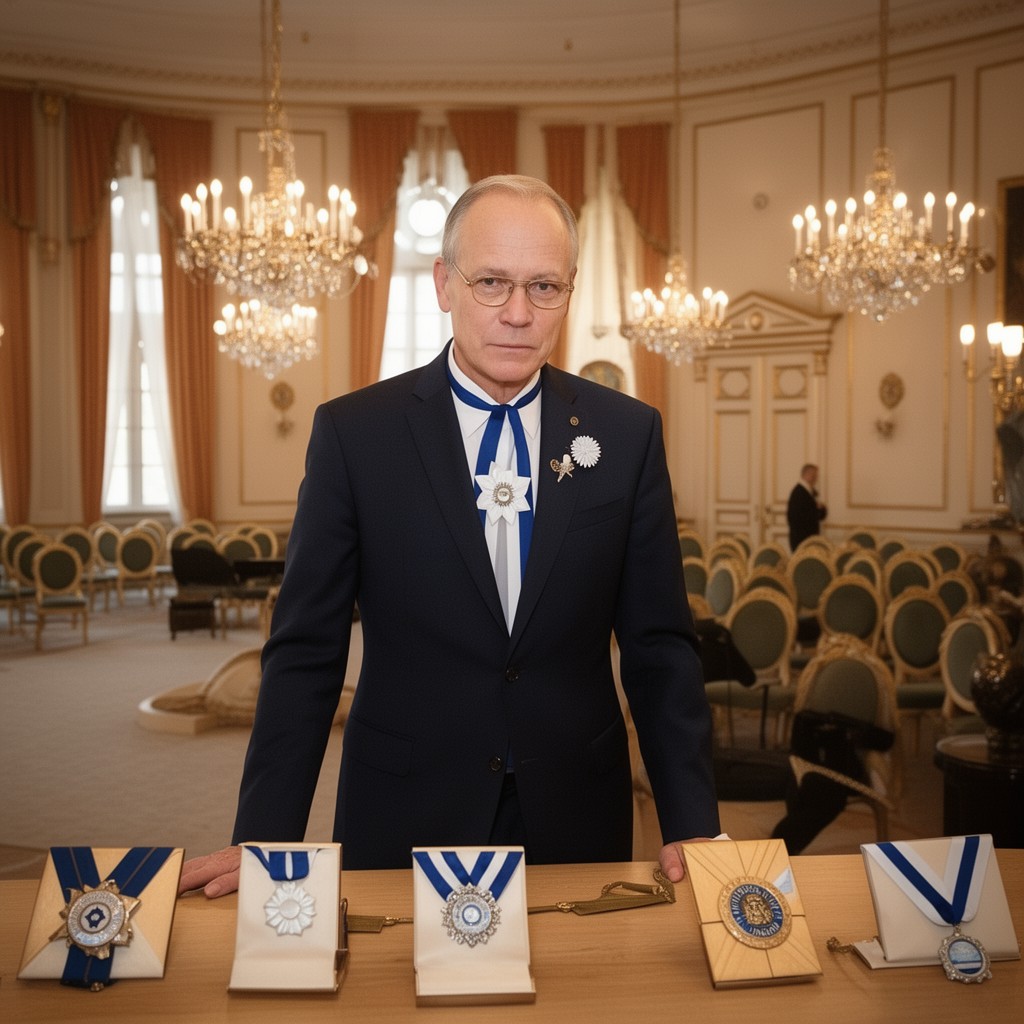 AI-generated illustration of Chancellor of the Orders of the White Rose of Finland and the Lion of Finland