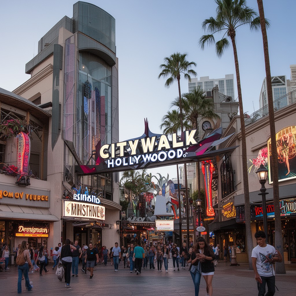 AI-generated illustration of CityWalk Hollywood
