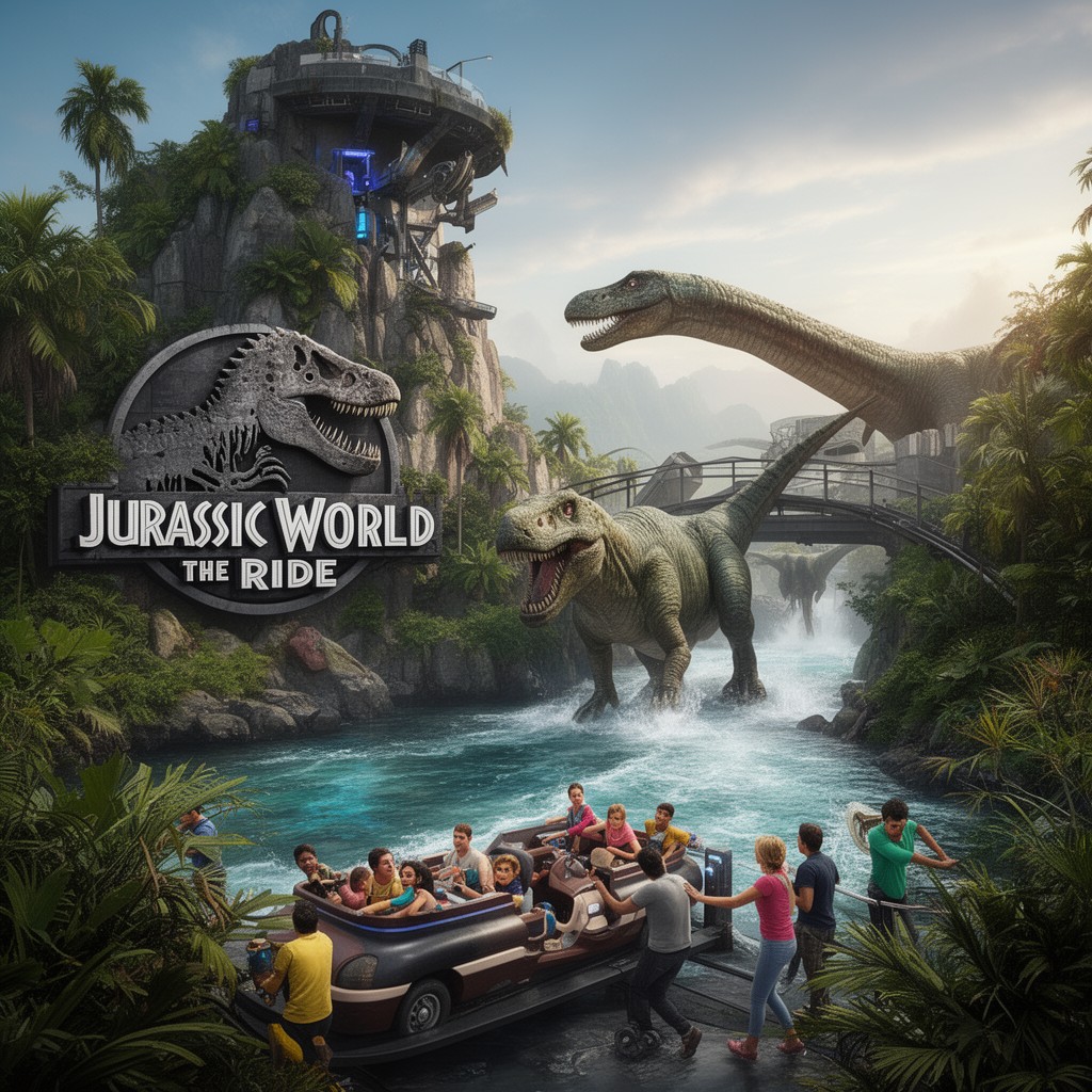 AI-generated illustration of Jurassic World – The Ride