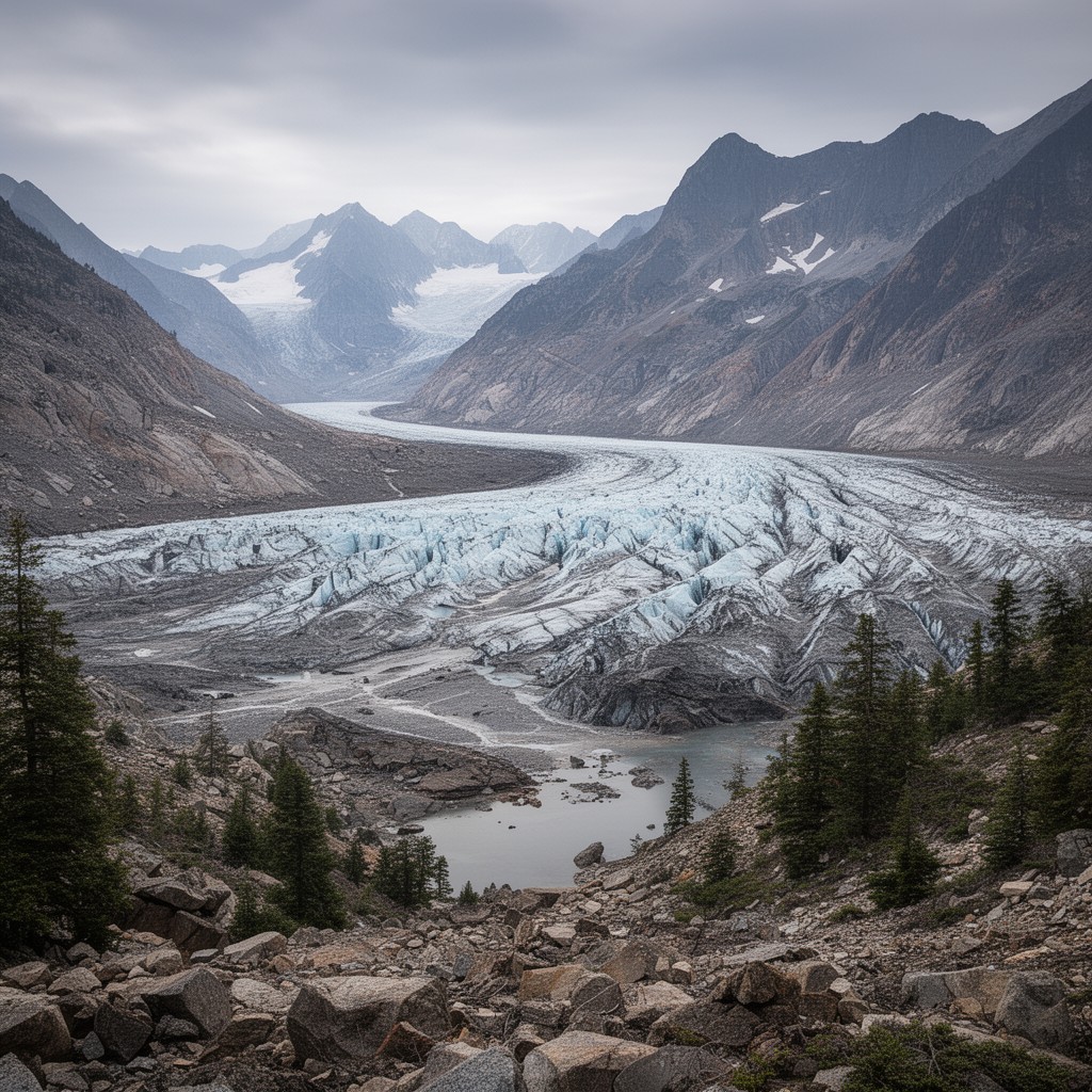 AI-generated illustration of Lyell Glacier