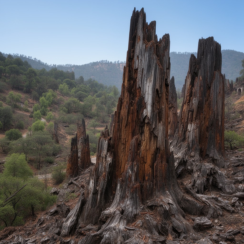 AI-generated illustration of Petrified Forest (near Calistoga)