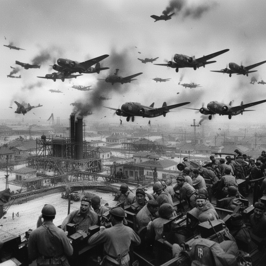 AI-generated illustration of Ploiești raid