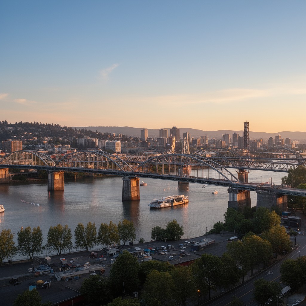 AI-generated illustration of Portland bridge system