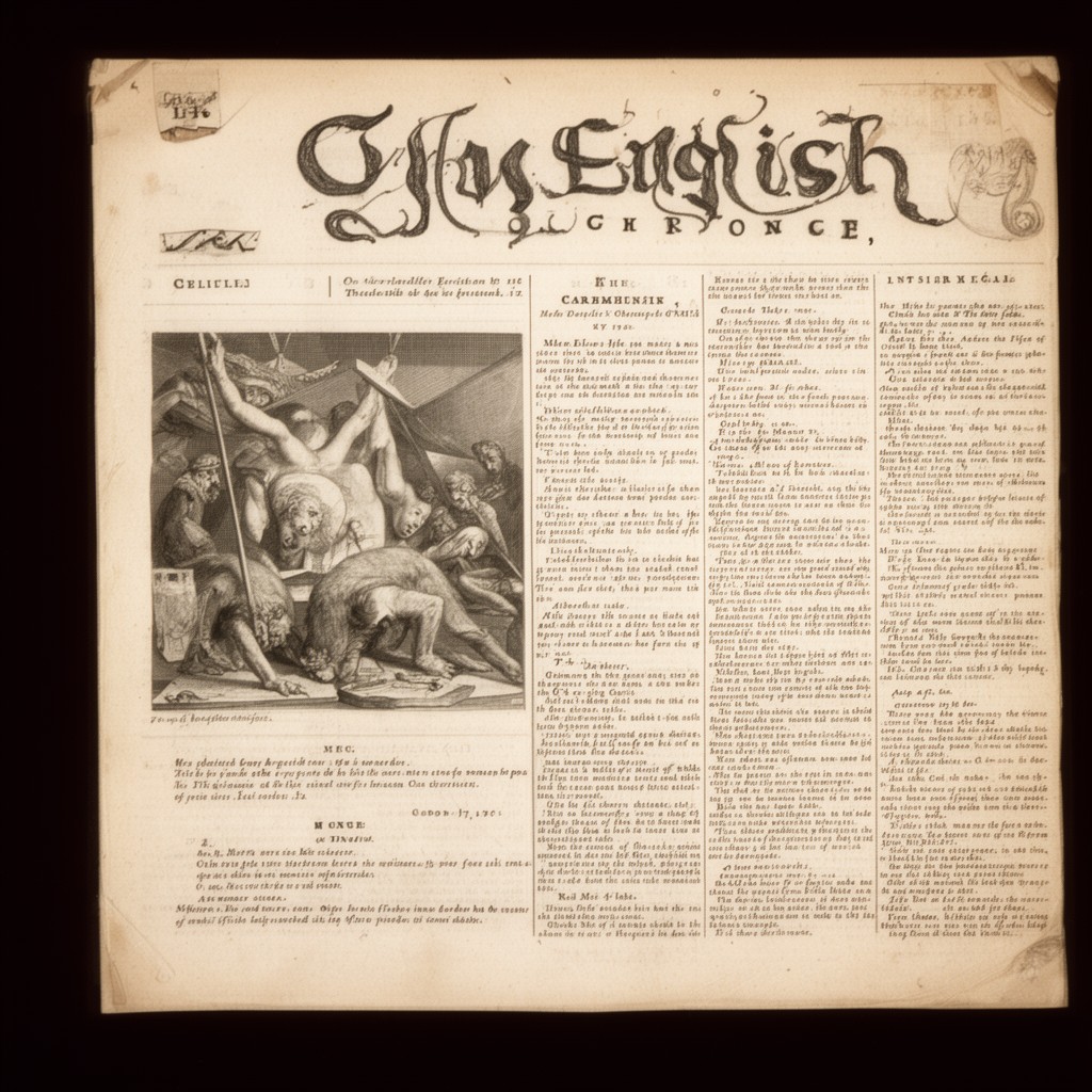 AI-generated illustration of The English Chronicle (via her husband’s editorship)
