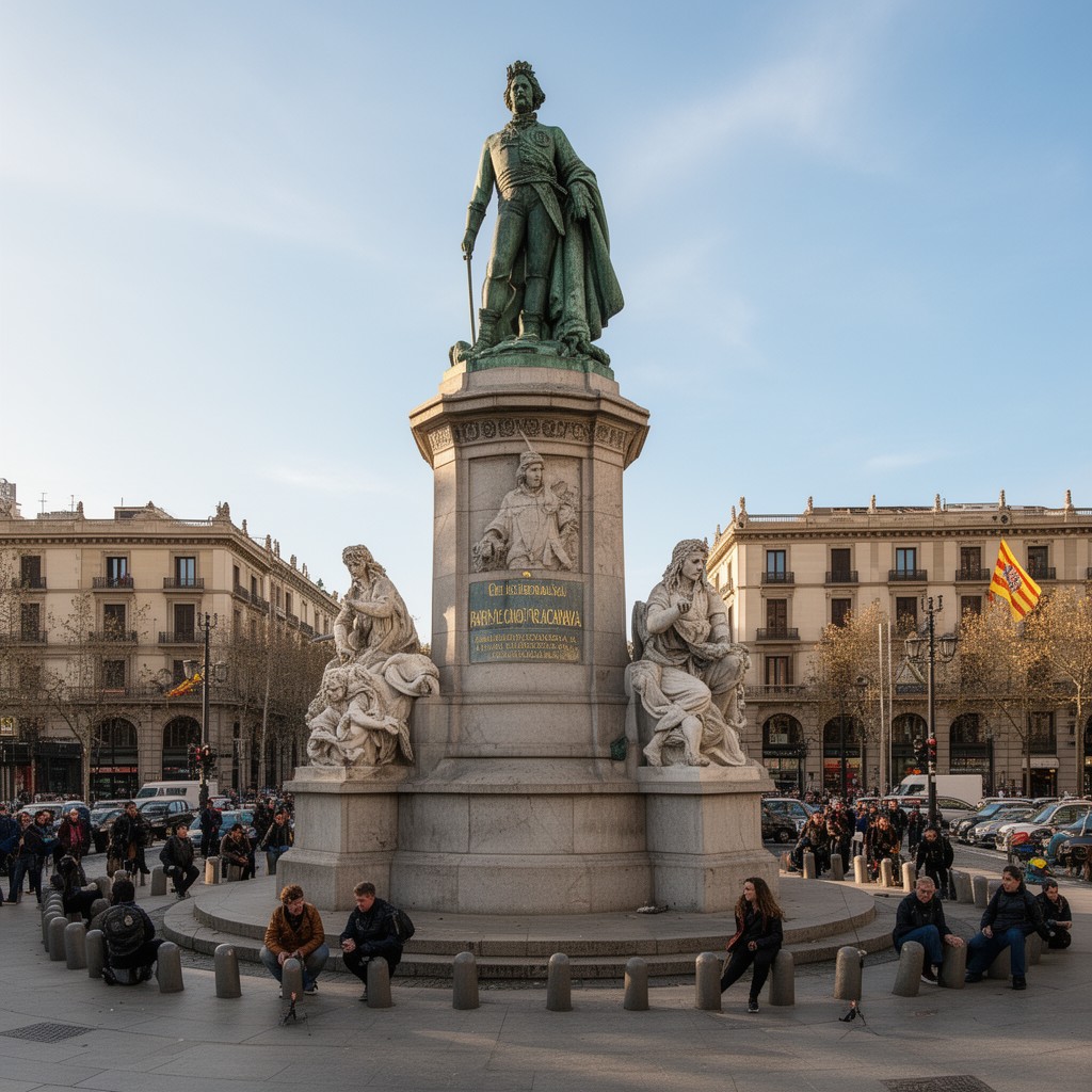 AI-generated illustration of Monument to Rafael Casanova
