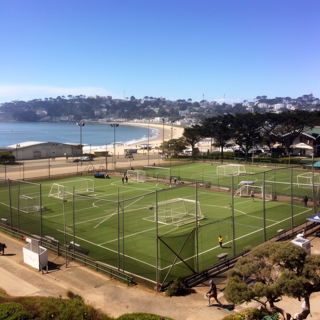 AI-generated illustration of Beach Chalet Soccer Fields