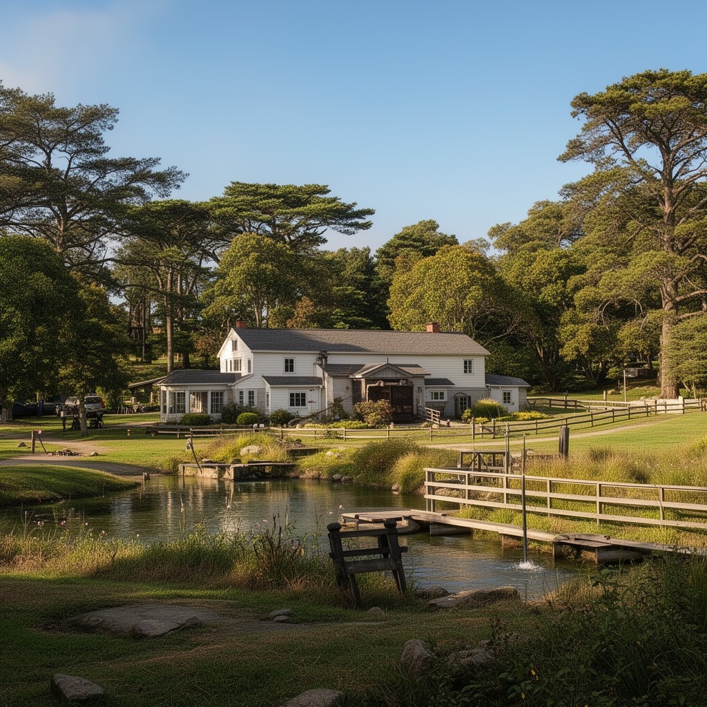 AI-generated illustration of Anglers Lodge and Casting Pools