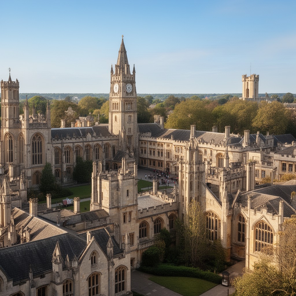 AI-generated illustration of University of Cambridge sites