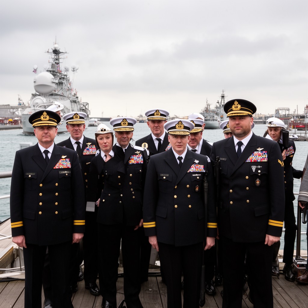 AI-generated illustration of Royal Navy officers