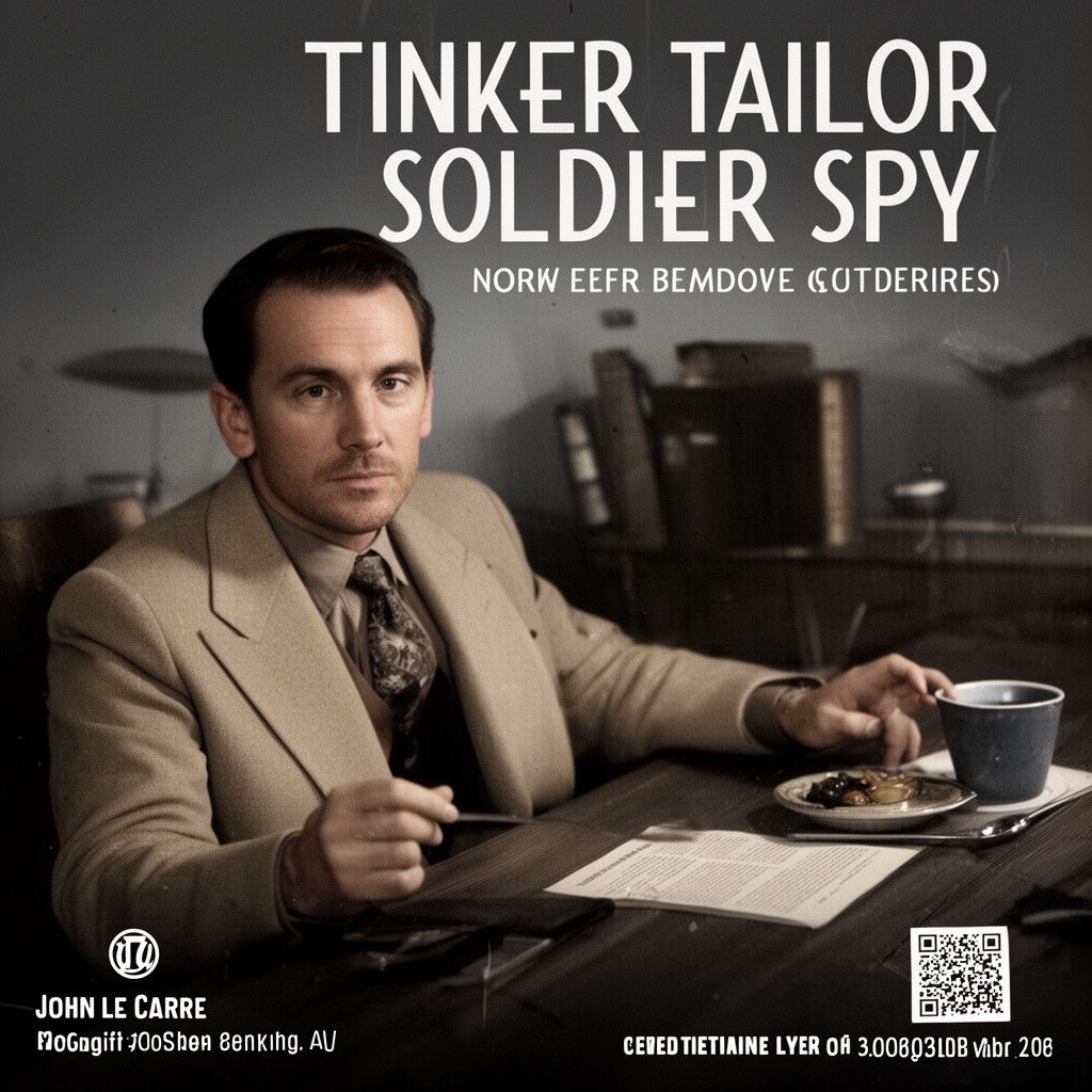AI-generated illustration of Tinker Tailor Soldier Spy (novel)