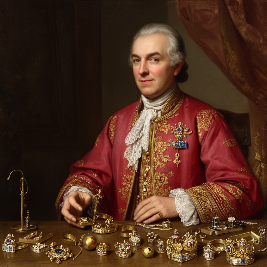 AI-generated illustration of Royal goldsmith Robert Vyner