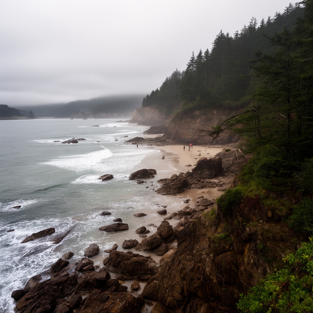 AI-generated illustration of Gold Bluffs Beach