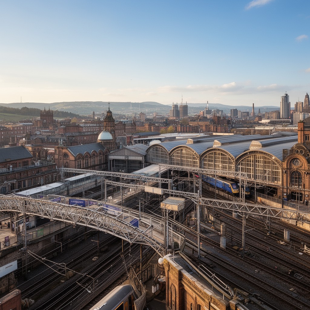 AI-generated illustration of Sheffield railway station