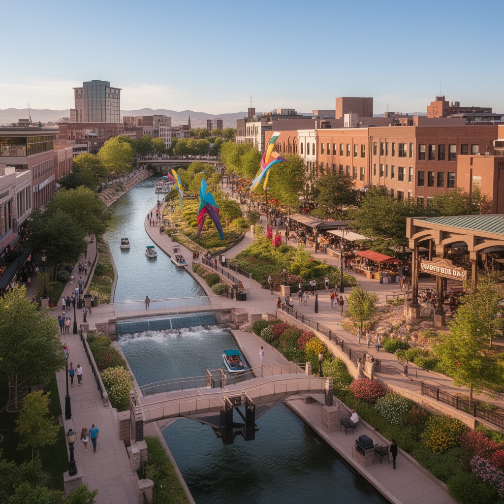 AI-generated illustration of Historic Arkansas Riverwalk of Pueblo