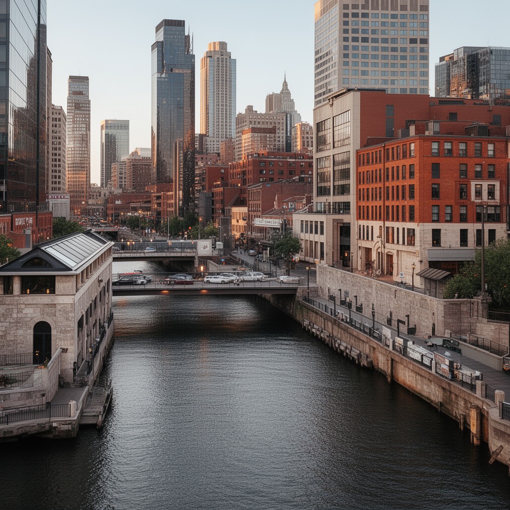 AI-generated illustration of Fort Point Channel