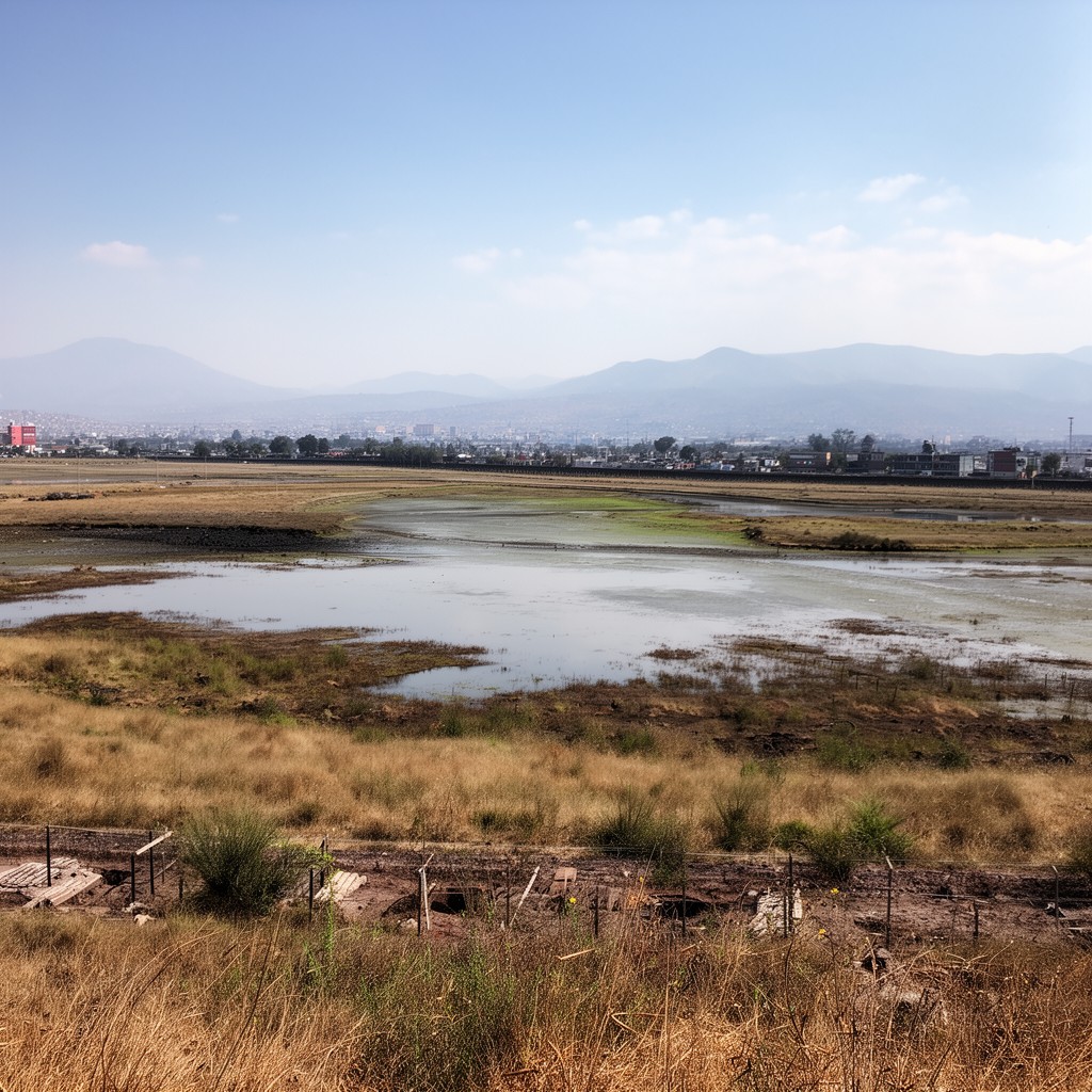 AI-generated illustration of Lake Texcoco
