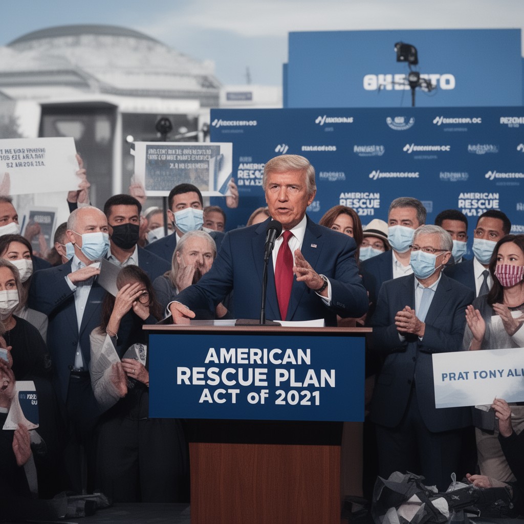 AI-generated illustration of American Rescue Plan Act of 2021 (as president)