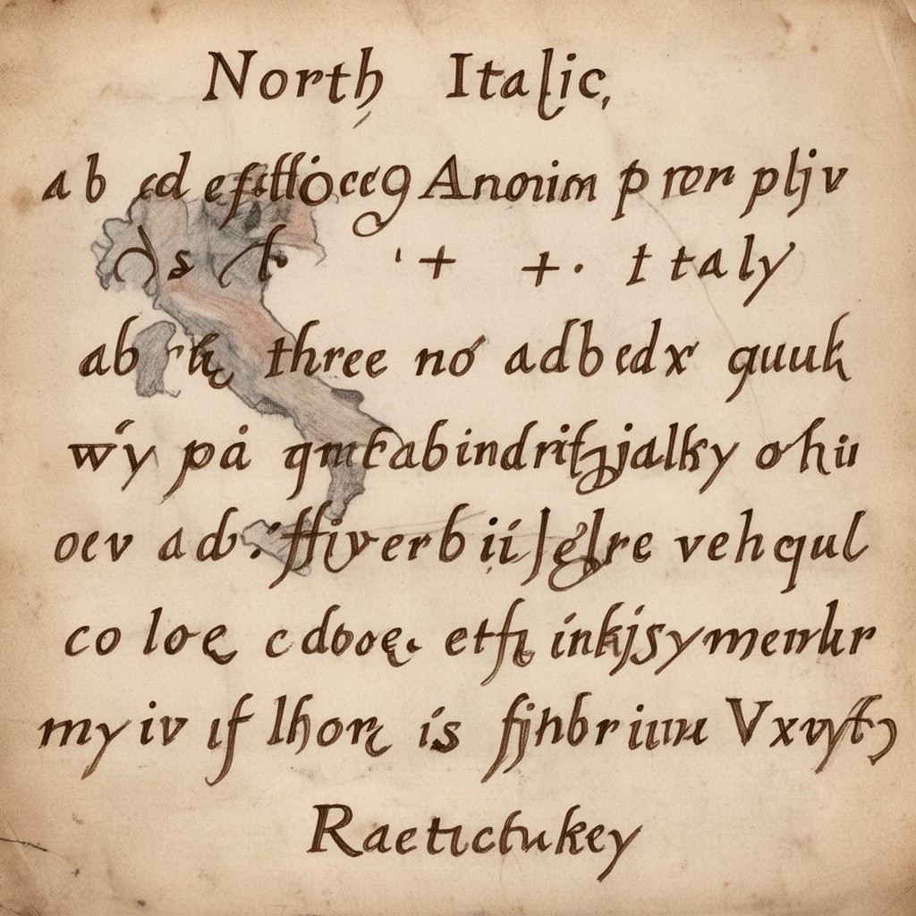 AI-generated illustration of North Italic alphabet