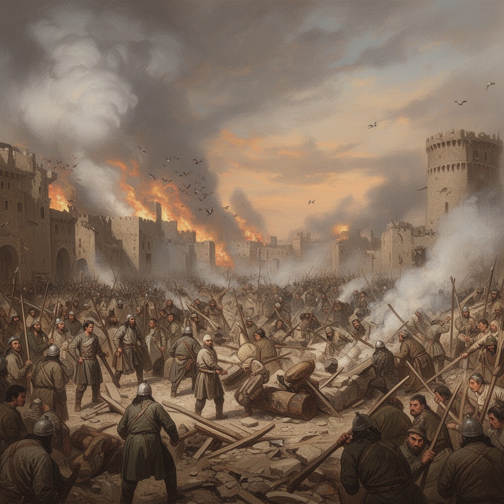 AI-generated illustration of Sack of Baghdad (1258)