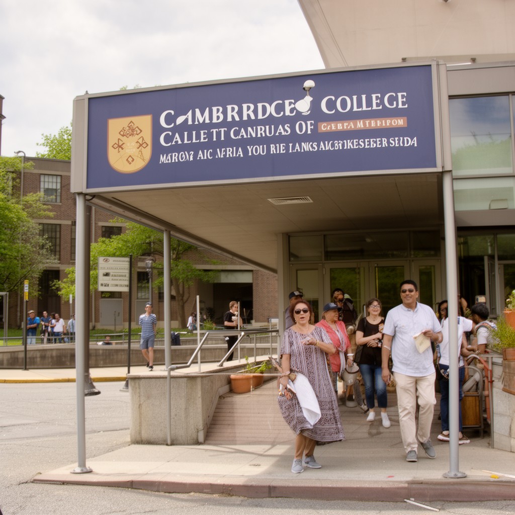 AI-generated illustration of Cambridge College Malden campus (historical presence)