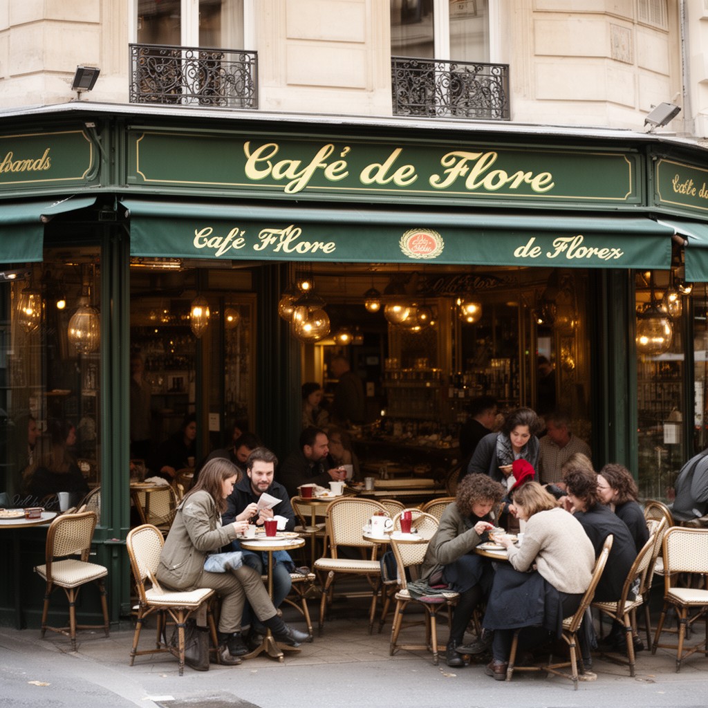 AI-generated illustration of Café de Flore