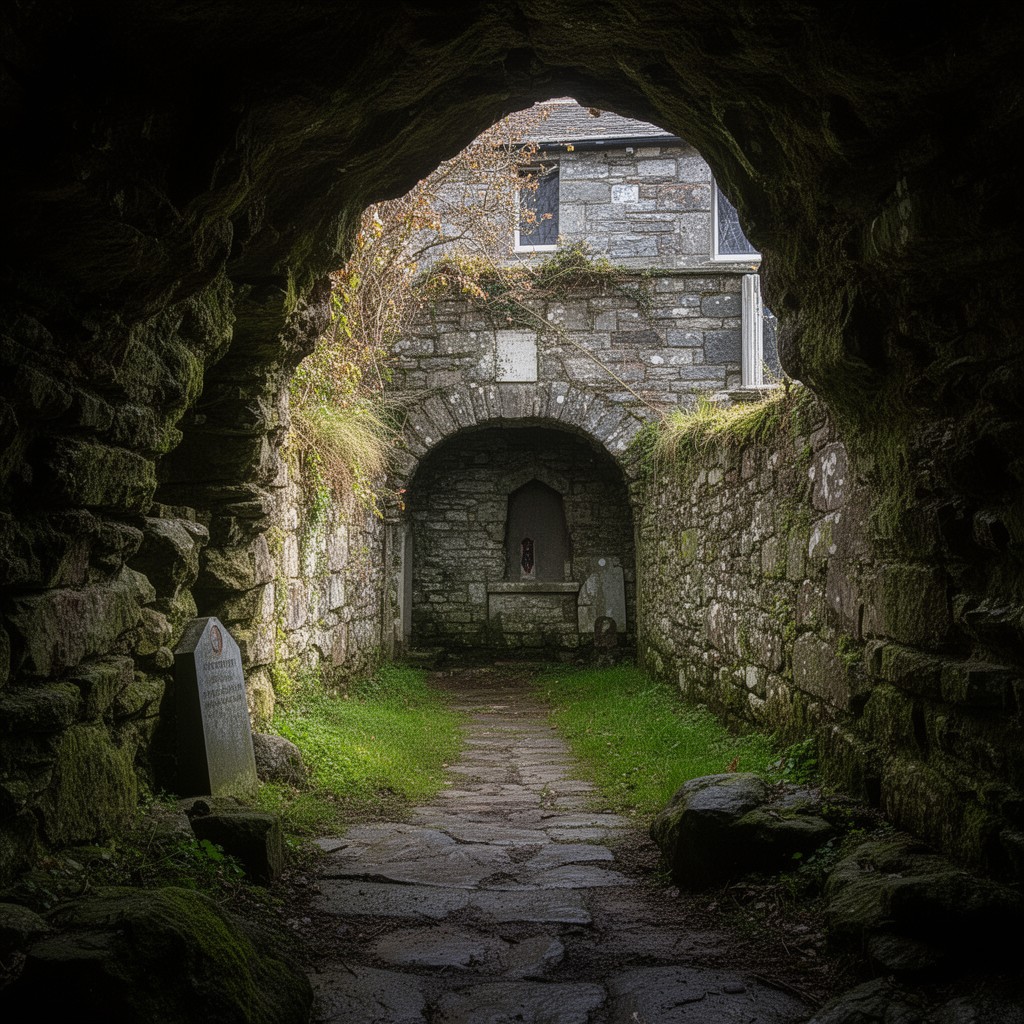 AI-generated illustration of St Fillan’s Cave