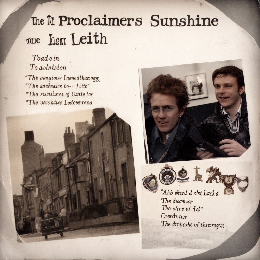 AI-generated illustration of The Proclaimers song "Sunshine on Leith"