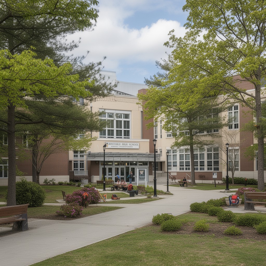 AI-generated illustration of Barnstable High School