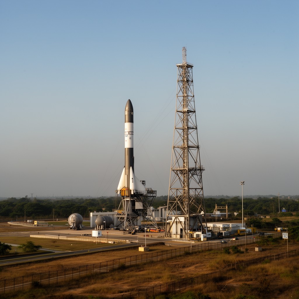 AI-generated illustration of Satish Dhawan Space Centre